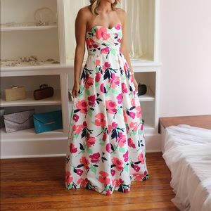 Shoshanna Midnight floral gown